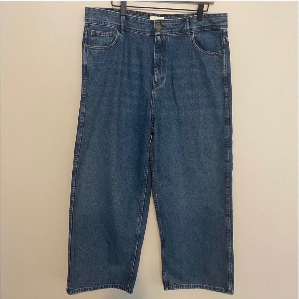 Sezane Le Crop jeans wide leg fr 46 high rise denim classic boho preppy casual - Picture 2 of 6
